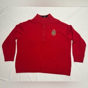 Ralph Lauren Mock Neck Quarter-zip Sweater With Embroidered Crest Logo Size 3X